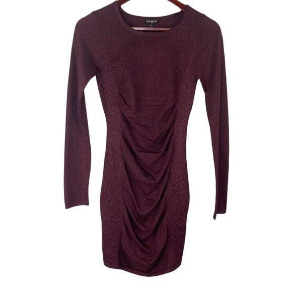 NWT Express Ruched Front Sparkle Dress Size X-Small - Picture 1 of 5
